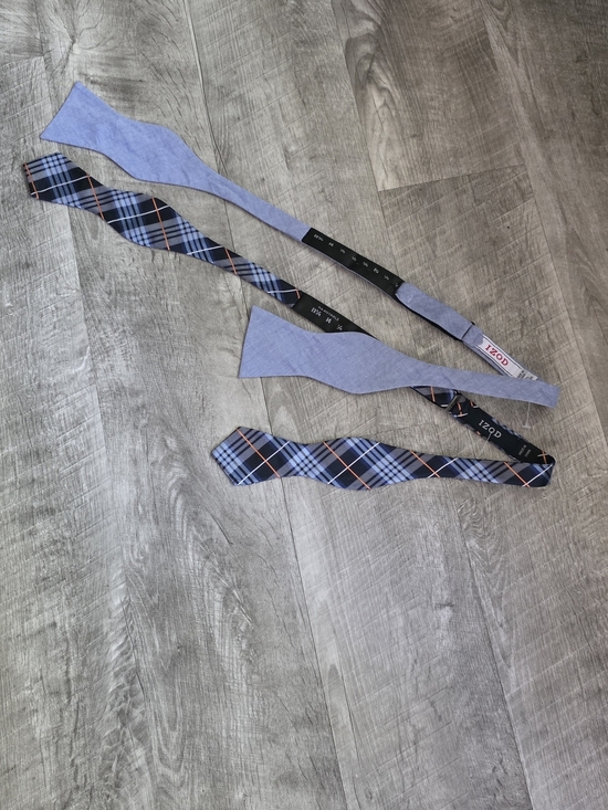 Izod Other - Izod Navy and Light Blue Plaid Self-Tie Bow Tie with Orange Accent